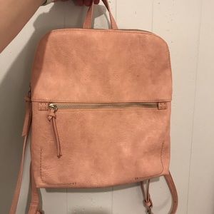 Pink Faux Leather Backpack